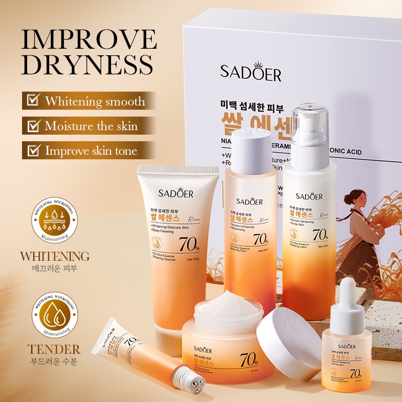 70% arroz hidratante antiarrug - Luxury Skincare Set reseña y precio